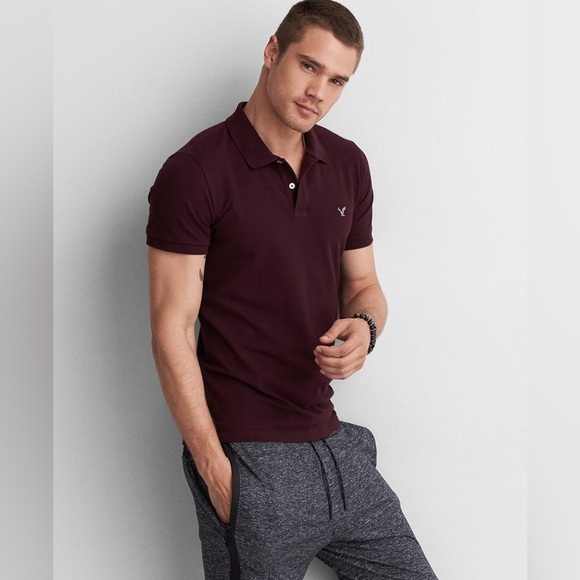 Men’s American Eagle Outfitter Core Flex Fitted Polo in Deep Burgundy, XS. - Picture 1 of 7